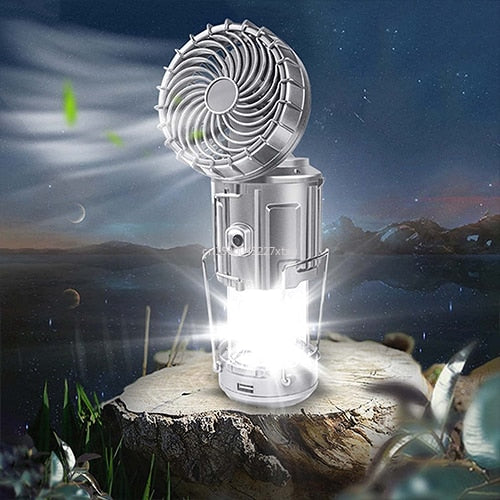 🏕️ FAN, LIGHT ,CHARGER IN ONE 📱